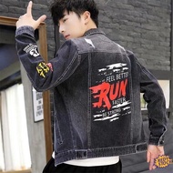 ❋Ready Stock❋ korean style jaket jeans lelaki New Men's Denim Jacket Male Student Ripped Denim Jacket Fashionable Handsome Denim Jacket