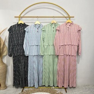 Rahayu Dress Gamis Plisket Wanita Korea Motif Bunga Jumbo Busui Friendly Kancing Muslim Panjang Flow