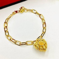 Jg GOLD KOREA/BANGKOK HIGH QUALITY 24K 916 BRACELET PAPER CLIP 0.6CM WIDTH LOVE FLOWER SHIELD 1.5CM 