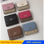 Women's Wallet COACH Small Wallet In Signature Canvas Women Fold Short Wallet 87589
