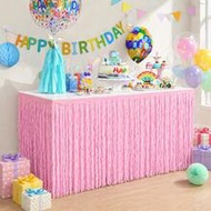 Pink Fringe Table Skirt – 275*75CM Party Decoration For Birthday, Baby Shower, Wedding