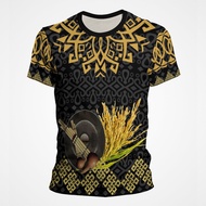 T-shirt Kaamatan (Sunduvan Kaamatan) Jersey Corak Etnik Borneo Round Neck