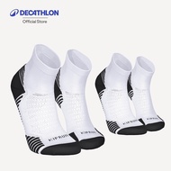 Decathlon Pack Of 2 Pairs Thick Mid Running Socks Run 500 Model Of 2-White