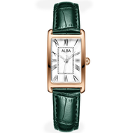 Jam Tangan Wanita dengan Tali Kulit - Casing Emas Mawar melengkung Menunjukkan Pesona Gaya Klasik