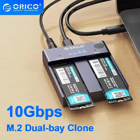 ORICO 10Gbps Dual Bay M.2 NVMe SSD Enclosure Offline Clone Aluminum M2 Hard Drive Reader USB C 3.1 G