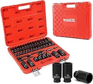 Impact socket set, 8-32mm 1/2", 43 pcs impact sockets, metric sizes 8 to 32 mm, 43-piece range deep 