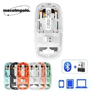Silent Mouse, 3 Modes 1600DPI Wireless Mouse, Sleek Transparent 2.4GHz/Bluetooth 5.0" BT Mouse Offic