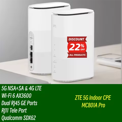 ZTE 5G Indoor WiFi Router MC801A PRO WiFi 6 AX3600 SDX62 Wireless Modem 5G 4G LTE CAT16 Gigabit CPE 