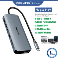 WAVLINK USB C Hub Triple Monitor 12-in-1 Laptop Docking Station Multiport Adapter with Dual 4K HDMI 