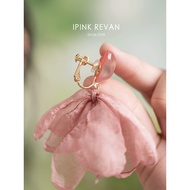 earrings for women aksesori wanita IPINK kain kasa murni mawar bunga merah jambu gaya percutian