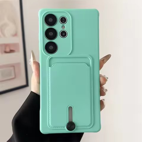 Soft Silicone Case For Samsung S25 S24 S23 S22 S21 Ultra Plus FE Wallet Card Holder Case For Samsung