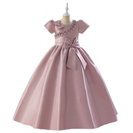 3-10 Tahun Baju Pesta Anak Putri Besar Gaun Kostum Bow Elegan Formal Evening Wedding Gaun Anak