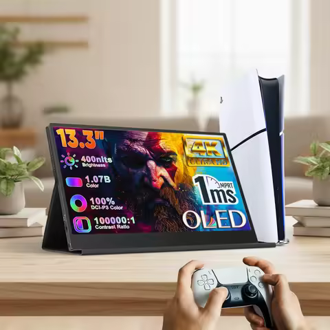 13.3 Inch OLED Portable Gaming Monitor FHD Screen 1ms Response Time 100% DCI-P3 Mini PC Monitor IPS