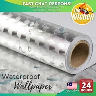 ( 40cm x 2m / 3m) Aluminium Foil Kitchen Wallpaper Square Pattern Water Heat Resist Stove Cabinet