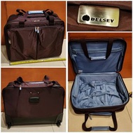 Delsey 20" nylon taslon carry on luggage  travel bag 手提旅行喼 旅行篋 拉喼 深咖啡色配天藍色 旅行袋