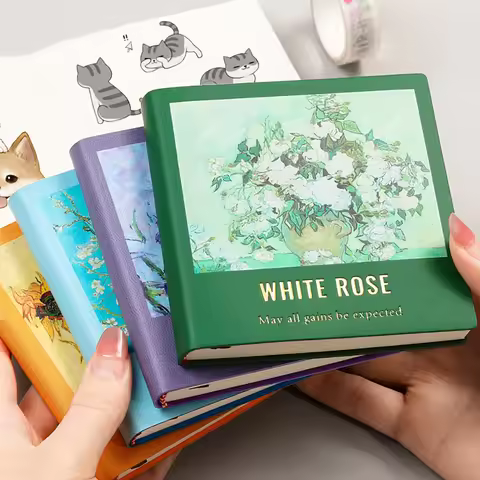 96 Sheets Retro Oil Painting Notebook, Mini Travel Painting Square Blank Notebook, Portable and Port