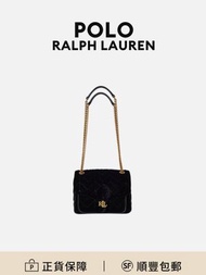 Polo Ralph Lauren肩背包斜孖包黑色皮革時尚耐磨實用[平行進口]