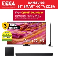 SAMSUNG QA98QN90FAKXXS 98" NEO QLED 4K QN90F SMART TV | Free Wall Mount + Q800F Soundbar Redeem Sams
