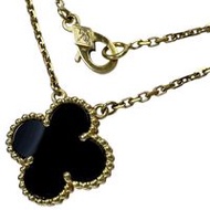 Van Cleef & Arpels Vintage Alhambra Onyx Necklace in 18K Gold, 5.0g, 42cm, for Women