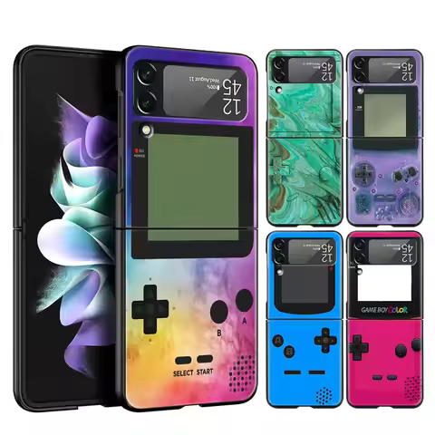 For Samsung Galaxy Z Flip 3 4 5 Hard Black Folding PC Phone Case Gameboy Boy Game For Samsung Z Flip