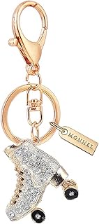 Women's Zinc Alloy Metal Crystal 3D Roller Skate Charm Lobster Clasp Key Holder Key Ring Keychain ZM