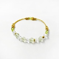 甜甜青葡萄 / 葡萄石 橄欖石 白水晶 黃銅 手鍊 舒緩情緒 成長