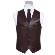 Men's Genuine Leather Vest Gentleman Business Casual Slim Fit She