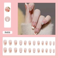 Wedding Nails French Red Long Wearable False Nails Bridal Beauty Stick on Nails White Enhancing High