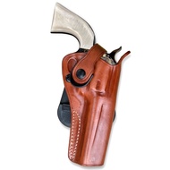 Leather Paddle OWB Revolver Holster with Retention Strap Fits Uberti Cattleman 1873, 357 Magnum 5-1/
