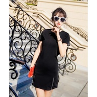 100 % NEW MINI DRESS IMPORT KOREA BAHAN KATUN HITAM LENGAN PENDEK