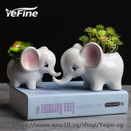 YeFine Cartoon Elephant Flower Pots Succulent Plant Flowerpot Ceramic Bonsai Pots Garden Flower Plan