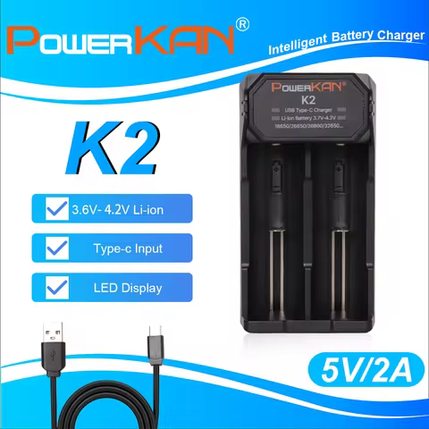 POWERKAN K2 Intelligent Two-slot Battery Charger with Microcomputer Management for 3.6V/3.7V Li-ion 