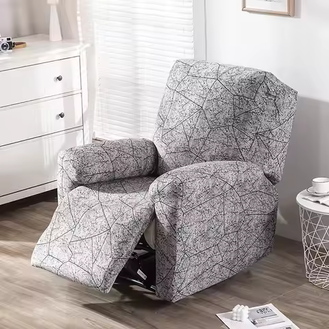 1seater Printed Recliner Sofa Covers Elastic Armchair Chair Cover Non-Slip Spandex Stretch Recliner
