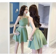 Minimalist simple basic dinner and dance dnd dress office work ol green short dress mini dress PO