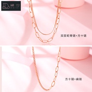 18k Gold Necklace Female Genuine Color Gold Clavicle Chain au750AB Style Necklace Stacked Gold Neckl