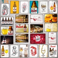 Tanda Logam Vintage Bir Belgium Duvel - Seni Dinding Retro untuk Bar, Pub, Dapur, Hiasan Rumah Kopi 