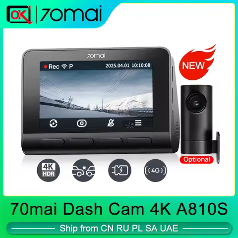 70mai 4K Dash Cam A810S Motion Detection Car DVR With GPS ADAS STARVIS2 HDR Dual Channel Vision 24 H
