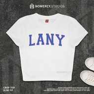 KATUN NORACY.STUDIOS - CROP TOP LANY FONT BLUE | ROCK MUSIC METAL BAND | GRUNGE CROPTOP WHITE SKENA 