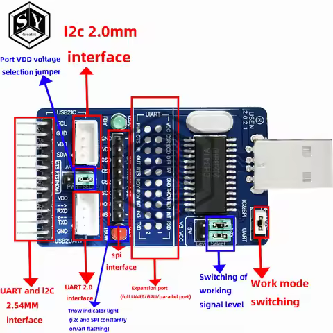 ALL IN 1 CH341A USB to SPI I2C IIC UART TTL ISP Serial Adapter Module EPP/MEM Converter For Serial B