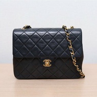 CHANEL 中古黑金羊方胖子20黑色1開肩背包
