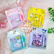 BJ - EK - Mini Note Book Notes + PEN Sanrio Cinnamoroll Kuromi Pompompurin Melody (N008)