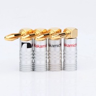 2pcs BA1428 24K Gold Plated Right Angled Nakamichi banana plug for cables up to 6 mm2 screw Locking bannana plug