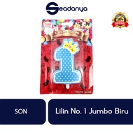 LILIN Jumbo No. 1 Candle 1st Birthdaybiru - Large Number 1 - Birthday Candle - Happy Birthday - HBD 