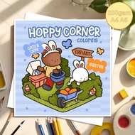H0ppy C0rner Coloring Page Set, Book of 40 200gsm Thick Paper Paintings, A4 A5 Size, Coloring Pages 
