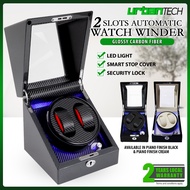 2 Slots Automatic Watch Winder with Smart Stop Cover LED Light Watch Box Storage Display - 3 Colors