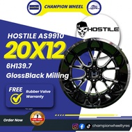 *SET*HOSTILE  Gloss Black Milling AS9910 20x12 ET-44 6H139.7 CB106.1  Sport Rim for 4x4 with (4pcs)