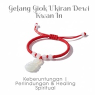 MERAH Dewi Kwan Im's Red Jade Rope Bracelet | Woas Asian & Toughness Bracelet | Adjustable Men's and