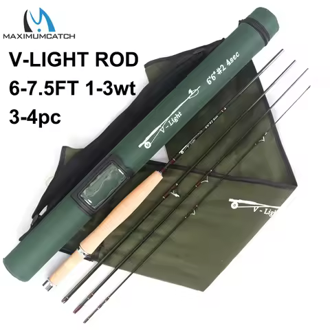 Maximumcatch V-Light 6ft/6.6ft/7ft/7.5ft 1/2/3wt Fly Rod Graphite IM10 Carbon Fiber So Light Weight