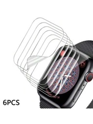 6 件裝水凝膠螢幕保護貼相容於 Apple Watch 9 8 7 5 6 Se 3 2 螢幕保護貼適用於 Ultra 49mm 42mm 40mm 41mm 44mm 45mm 38mm Tpu 防水保護膜