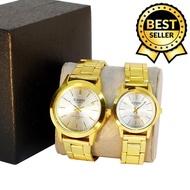 Casio Quartz Silver Dial Stainless Steel Watch Couple(Gold)